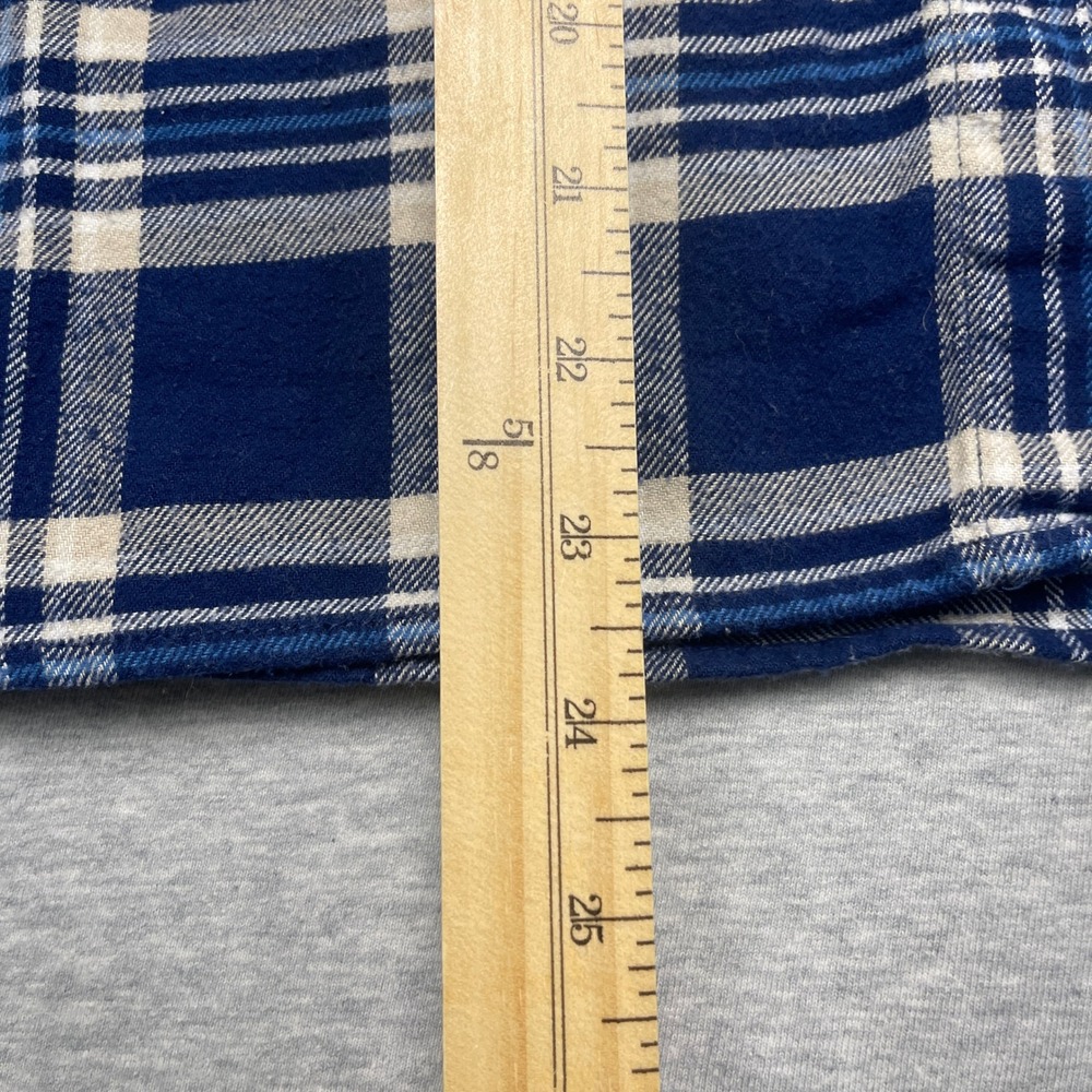 Gap Kids Flannel Shirt Boys L 10 Husky Plaid Blue Tan Button-down EUC Bundle Two - Picture 6 of 9